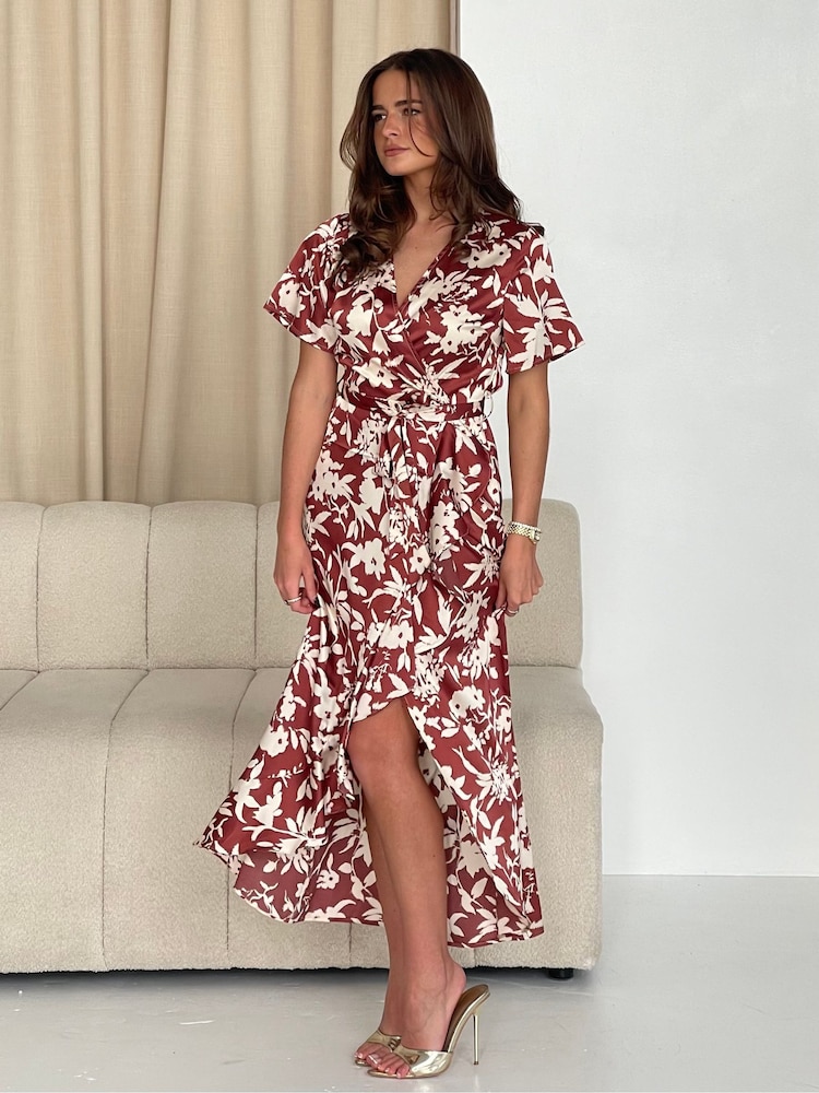 Girl In Mind Red Farren Frill Detail Maxi Dress - Image 3 of 5