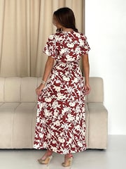 Girl In Mind Red Farren Frill Detail Maxi Dress - Image 4 of 5