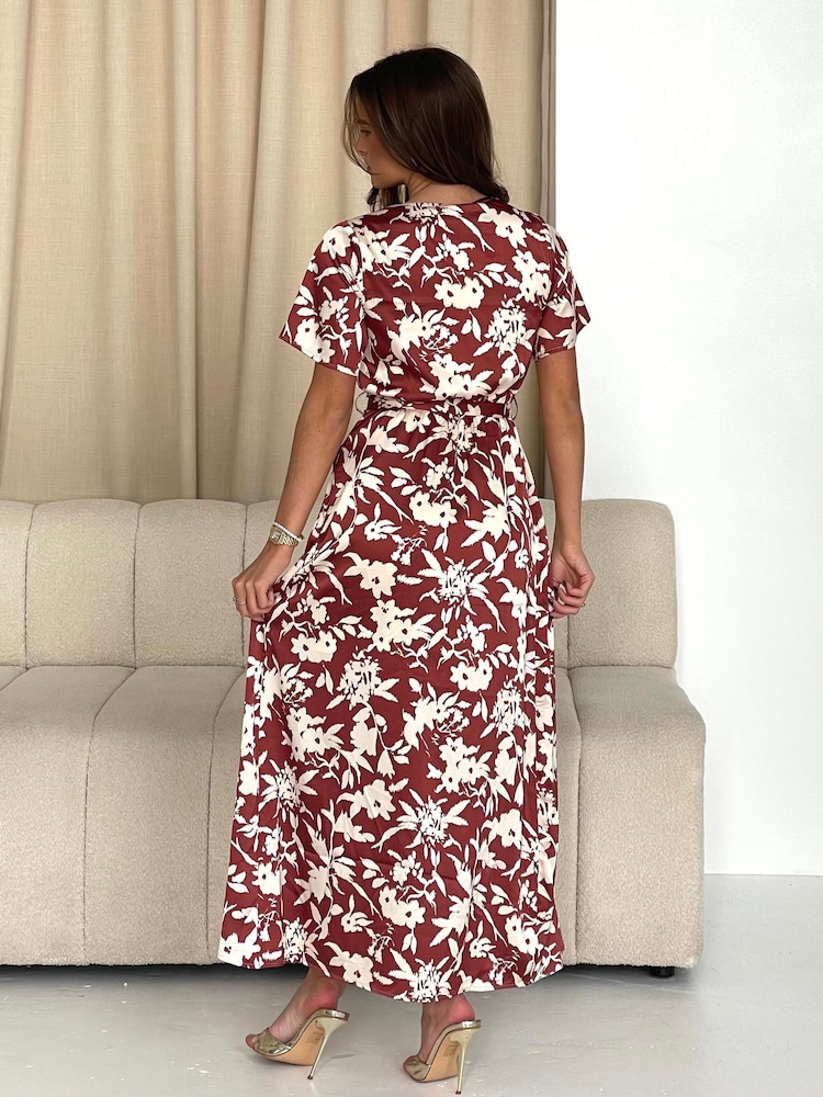 Girl In Mind Red Farren Frill Detail Maxi Dress - Image 4 of 5