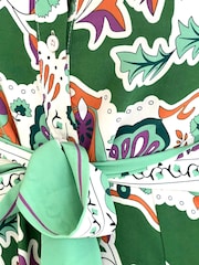 Girl In Mind Green Aurora Maxi Border Print Shirt Dress - Image 5 of 5