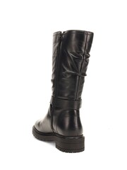 Pavers Black Buckled Leather Slouch Boots - Image 3 of 5
