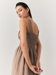 Neutral Strappy Tie Front Midi Dress - Image 5 of 8