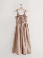 Neutral Strappy Tie Front Midi Dress - Image 6 of 8