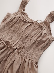 Neutral Strappy Tie Front Midi Dress - Image 7 of 8