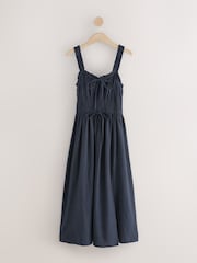 Navy Blue Strappy Tie Front Midi Dress - Image 5 of 7