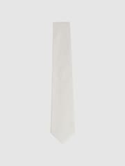 Reiss Ecru Elio Linen Textured Tie - Image 1 of 5