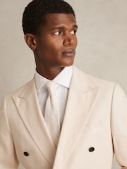 Reiss Ecru Elio Linen Textured Tie - Image 2 of 5