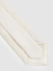 Reiss Ecru Elio Linen Textured Tie - Image 4 of 5
