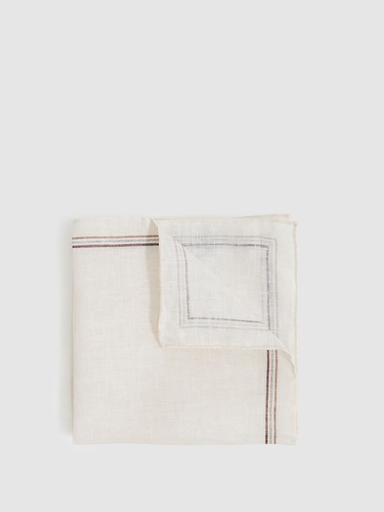 Reiss Ecru Fiorello Linen Pocket Square - Image 1 of 3