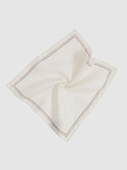 Reiss Ecru Fiorello Linen Pocket Square - Image 2 of 3