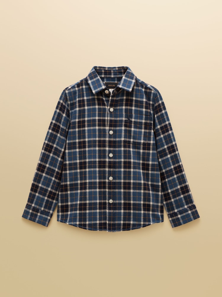 Joules Blue Boys' Brushed Flannel Checked Shirt - Image 1 of 5