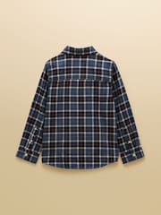 Joules Blue Boys' Brushed Flannel Checked Shirt - Image 2 of 5