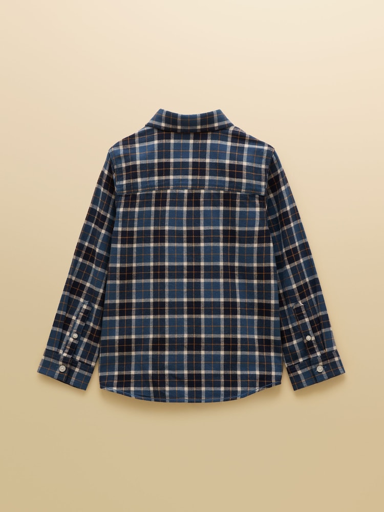 Joules Blue Boys' Brushed Flannel Checked Shirt - Image 2 of 5