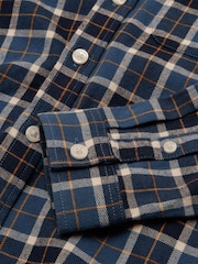 Joules Blue Boys' Brushed Flannel Checked Shirt - Image 4 of 5
