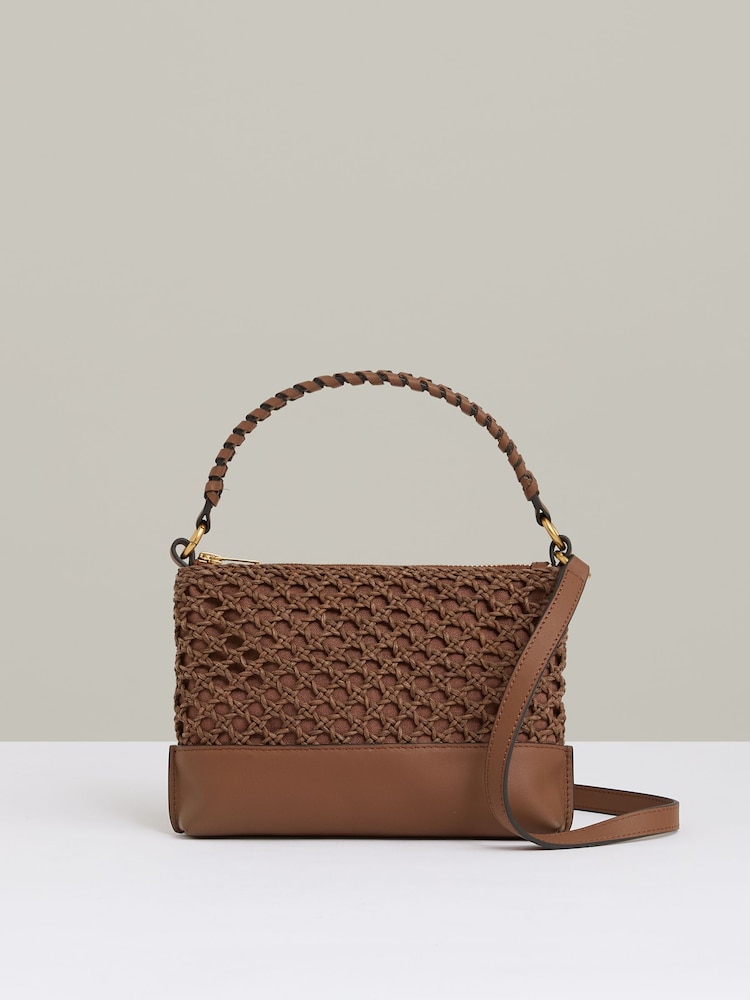 Reiss Tan Blakeley Weave Cross-Body Bag - Image 1 of 6