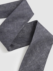 Reiss Navy Elio Linen Textured Tie - Image 3 of 5