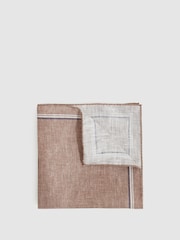 Reiss Soft Brown Fiorello Linen Pocket Square - Image 1 of 3