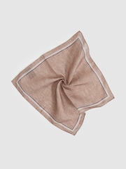 Reiss Soft Brown Fiorello Linen Pocket Square - Image 2 of 3