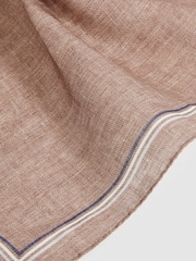 Reiss Soft Brown Fiorello Linen Pocket Square - Image 4 of 4