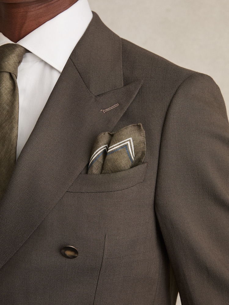 Reiss Olive Fiorello Linen Pocket Square - Image 2 of 4