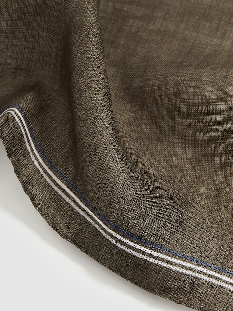 Reiss Olive Fiorello Linen Pocket Square - Image 4 of 4