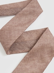 Reiss Soft Brown Elio Linen Textured Tie - Image 2 of 4