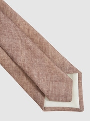 Reiss Soft Brown Elio Linen Textured Tie - Image 3 of 4