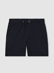 Reiss Navy Alvar 9-13 yrs Wave-Jacquard Drawstring Shorts - Image 2 of 4