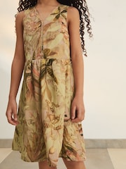 Reiss Khaki Anna 9-13 yrs Reiss | NYBG Floral-Print Midi Dress - Image 1 of 5