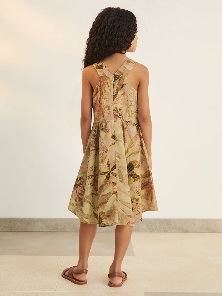Reiss Khaki Anna 9-13 yrs Reiss | NYBG Floral-Print Midi Dress - Image 4 of 5