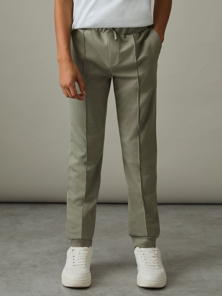 Verde salvia suave - Pantalones de chándal con cordón ajustable Premier Interlock de Reiss - Imagen 1 de 4