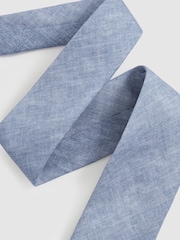 Reiss Soft Blue Elio Linen Textured Tie - Image 2 of 4