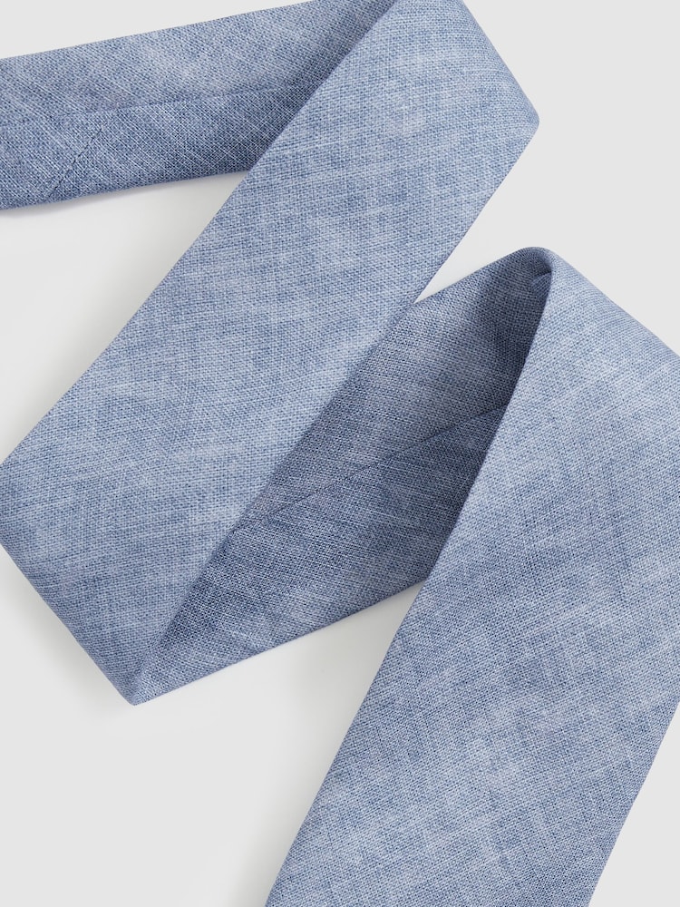 Reiss Soft Blue Elio Linen Textured Tie - Image 2 of 4