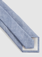 Reiss Soft Blue Elio Linen Textured Tie - Image 3 of 4