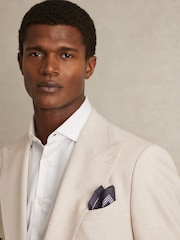 Reiss Navy Fiorello Linen Pocket Square - Image 2 of 4