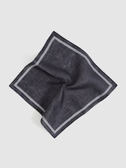 Reiss Navy Fiorello Linen Pocket Square - Image 3 of 4