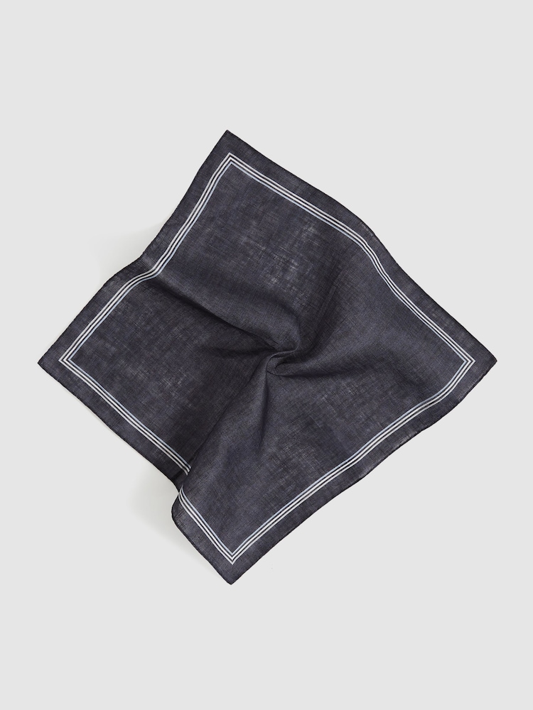 Reiss Navy Fiorello Linen Pocket Square - Image 3 of 4