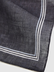 Reiss Navy Fiorello Linen Pocket Square - Image 4 of 4