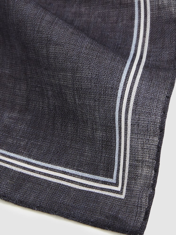 Reiss Navy Fiorello Linen Pocket Square - Image 4 of 4