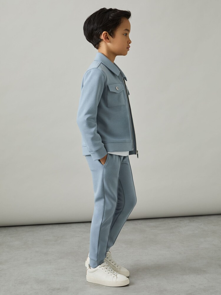 Reiss Soft Denim Blue Premier 9-13 yrs Interlock Drawstring Joggers - Image 1 of 4