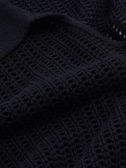 Reiss Navy Matilda Cotton Blend Open Collar Jumper - Image 7 of 7