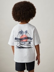 Reiss White/Multi Jimmy 9-13 yrs Cotton Oversized Graphic-Print T-Shirt - Image 1 of 5