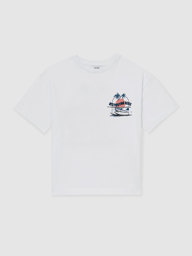 Reiss White/Multi Jimmy 9-13 yrs Cotton Oversized Graphic-Print T-Shirt - Image 2 of 5