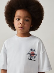 Reiss White/Multi Jimmy 9-13 yrs Cotton Oversized Graphic-Print T-Shirt - Image 4 of 5