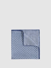 Reiss Navy Giulio Silk Medallion-Print Pocket Square - Image 1 of 5