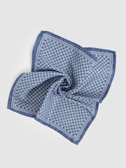 Reiss Navy Giulio Silk Medallion-Print Pocket Square - Image 3 of 5