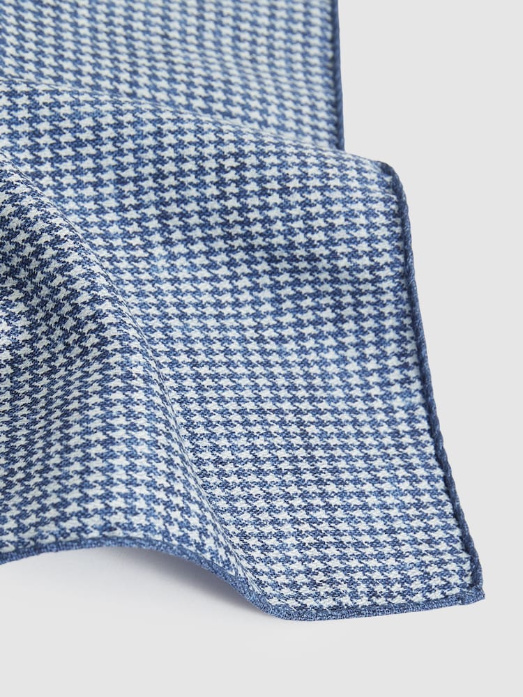 Reiss Navy Giulio Silk Medallion-Print Pocket Square - Image 5 of 5