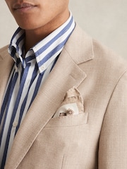 Reiss Oatmeal Giotte Silk Medallion-Print Pocket Square - Image 2 of 4