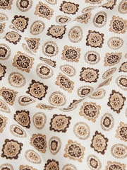 Reiss Oatmeal Giotte Silk Medallion-Print Pocket Square - Image 4 of 4