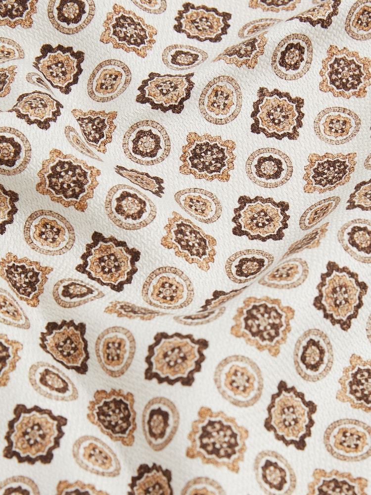 Reiss Oatmeal Giotte Silk Medallion-Print Pocket Square - Image 4 of 4
